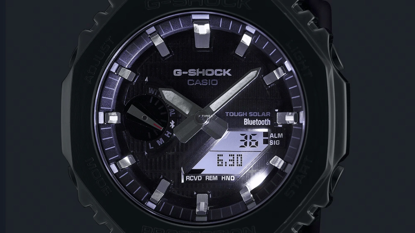 卡西欧,G-STEEL 49.30x44.40毫米,49.30x44.40毫米,生物基,合成树脂,不锈钢,黑色,石英,倒计时,计时,月历,星期历,矿物水晶,八角形,GBM2100,GBM2100-1A