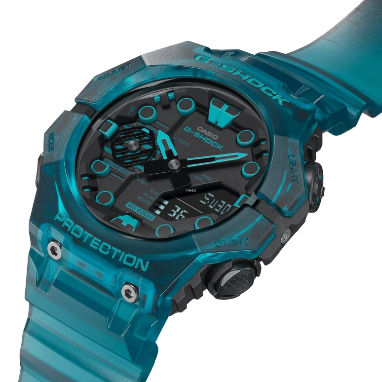 卡西欧,G-SHOCK 42.50x46毫米,42.50x46毫米,合成树脂,碳纤维,黑色,石英,倒计时,计时,星期历,日历,矿物水晶,圆形,GAB001G,GAB001G-2A