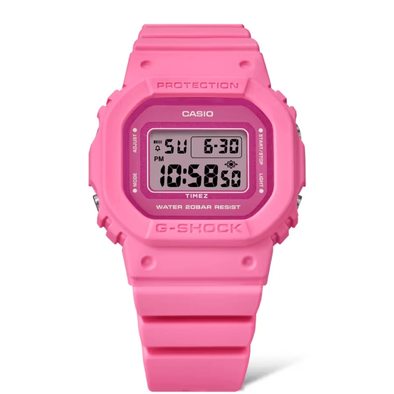 卡西欧,G-SHOCK 45.70x40.50毫米,45.70x40.50毫米,生物基,合成树脂,粉色,石英,倒计时,计时,月历,星期历,矿物水晶,玻璃,方形,GMDS5610PP,GMDS5610PP-4