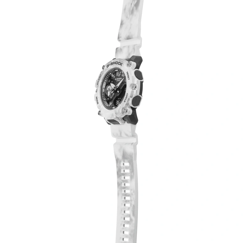 卡西欧,G-SHOCK 47.10毫米,47.10毫米,合成树脂,白色,石英,倒计时,计时,月历,星期历,矿物水晶,圆形,GA2200GC,GA2200GC-7A