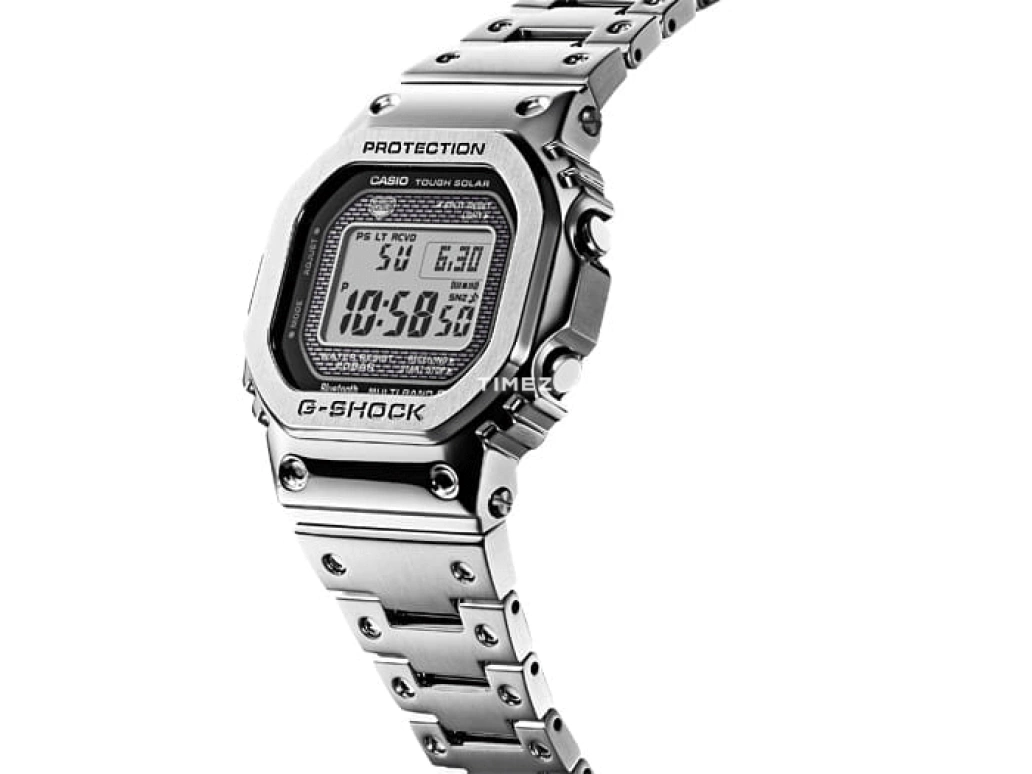 卡西欧,G-SHOCK 49.30x43.20毫米,49.30x43.20毫米,不锈钢,黑色,石英,倒计时,计时,万年历,月历,方形,银色,GMW,GMW-B5000D-1