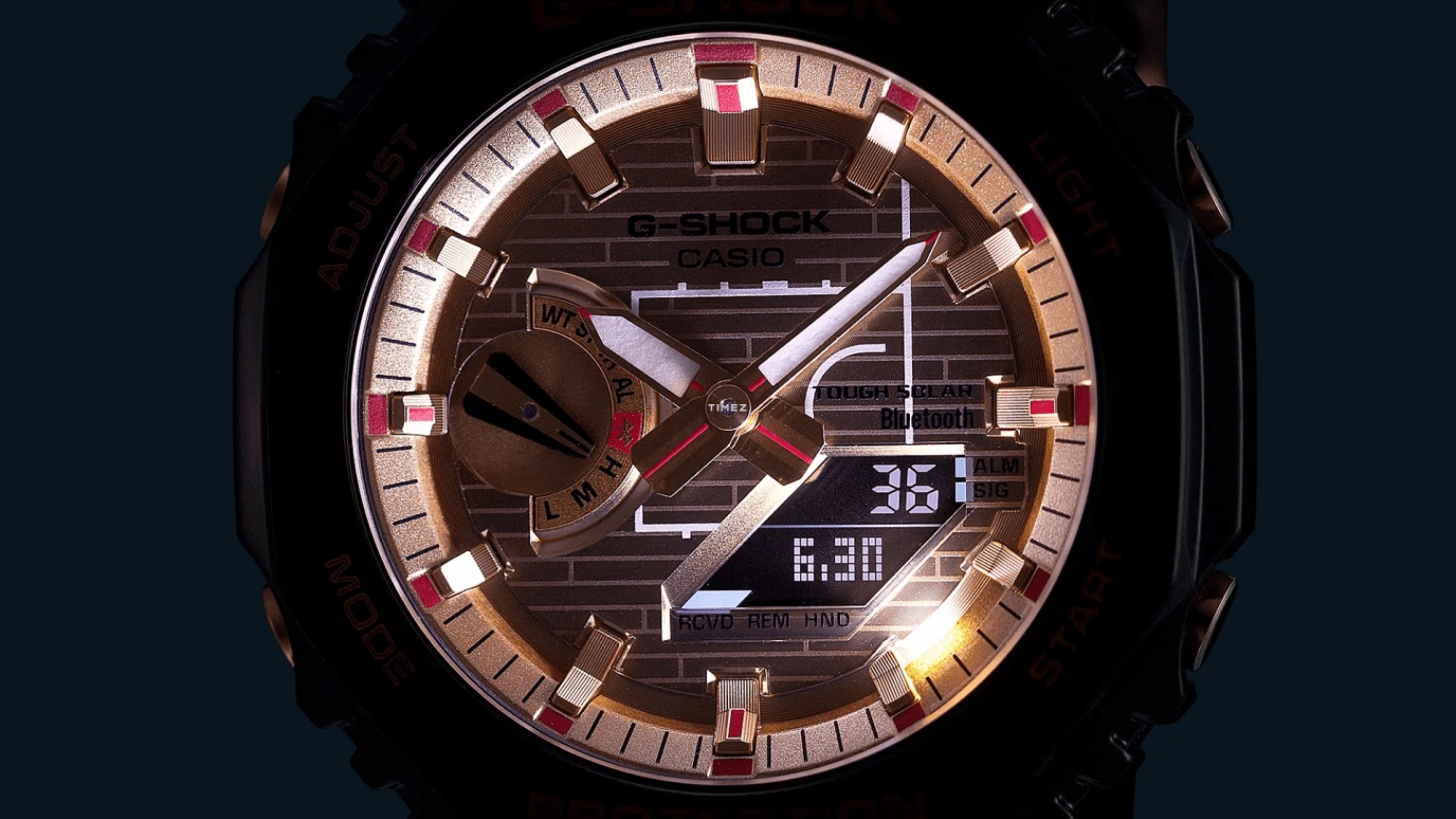 卡西欧,G-SHOCK 44.40毫米,44.40毫米,生物基,合成树脂,黄金色,石英,倒计时,计时,月历,星期历,矿物水晶,八角形,GBM2100RH,GBM2100RH-1A