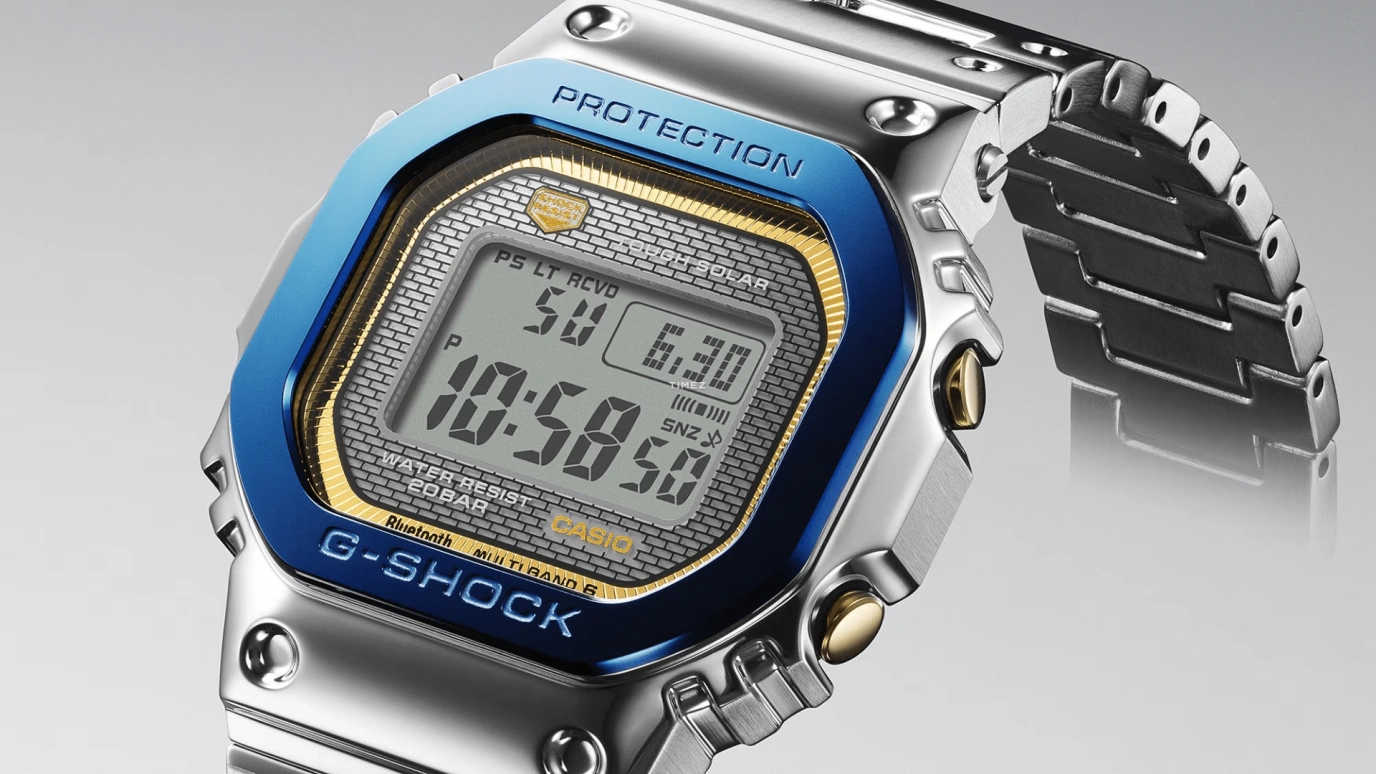 卡西欧,G-SHOCK 49.30x43.20毫米,49.30x43.20毫米,不锈钢,灰色,石英,倒计时,计时,月历,星期历,矿物水晶,方形,GMWB5000SS,GMWB5000SS-2