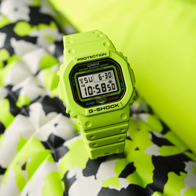 卡西欧,G-SHOCK 48.90x42.80毫米,48.90x42.80毫米,合成树脂,黑色,灰色,石英,倒计时,计时,月历,星期历,矿物水晶,方形,DW5600EP,DW5600EP-9