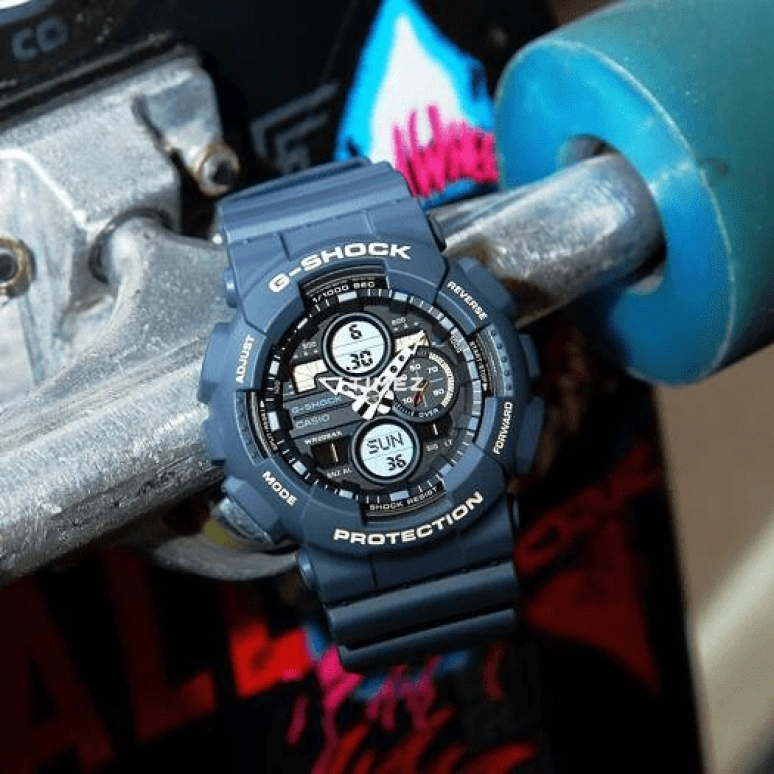 卡西欧,G-SHOCK 51.20毫米,51.20毫米,合成树脂,黑色,石英,倒计时,计时,月历,星期历,矿物水晶,圆形,GA140,GA140-2A