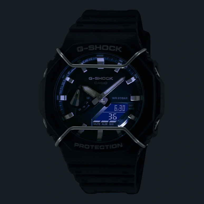 卡西欧,G-SHOCK 48.50x45.40毫米,48.50x45.40毫米,碳纤维,合成树脂,黑色,石英,倒计时,计时,月历,星期历,矿物水晶,八角形,GA2100PTS,GA2100PTS-8A