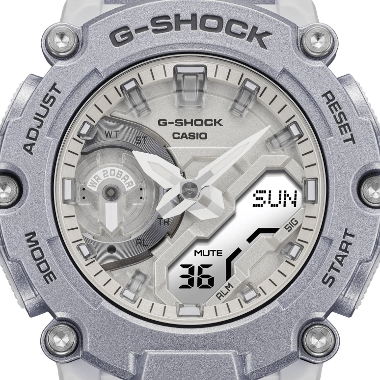 卡西欧,G-SHOCK 47.10毫米,47.10毫米,合成树脂,碳纤维,白色,石英,倒计时,计时,月历,星期历,矿物水晶,圆形,GA2200FF,GA2200FF-8A