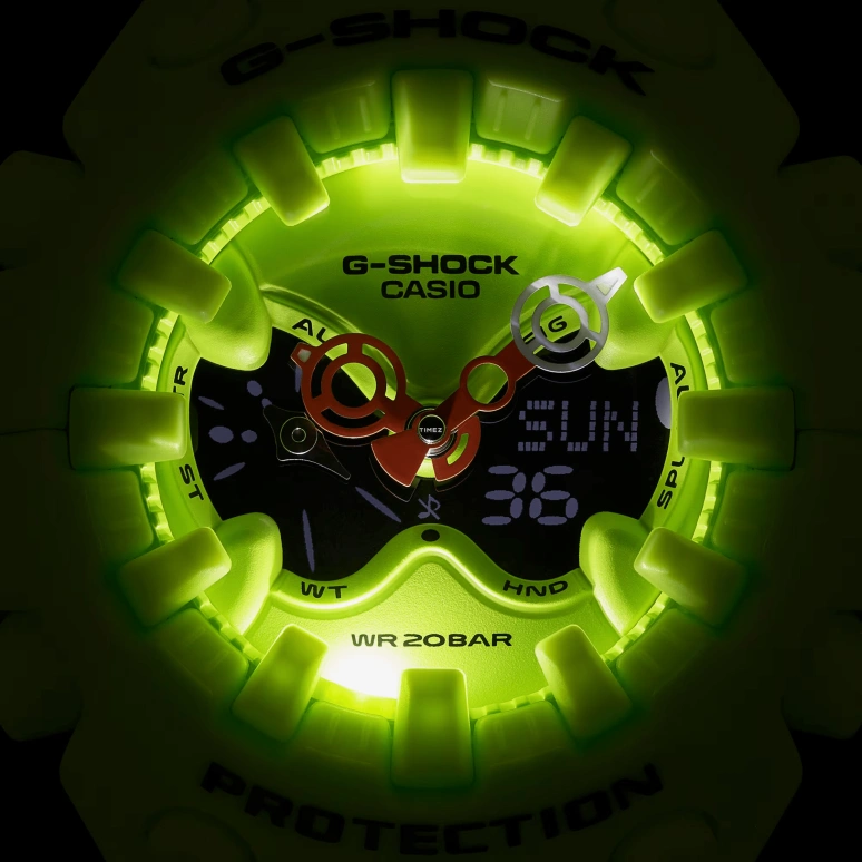 卡西欧,G-SHOCK 49.10x58.20毫米,49.10x58.20毫米,合成树脂,绿色,黑色,石英,倒计时,计时,月历,星期历,矿物水晶,圆形,GAV01,GAV01-9A