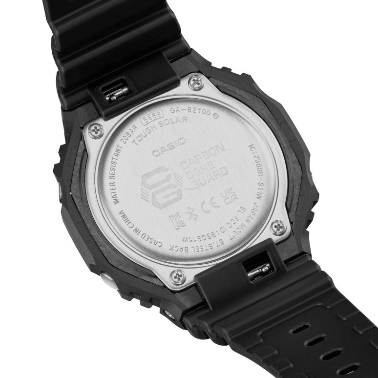 卡西欧,G-SHOCK 45.40毫米,45.40毫米,碳纤维,生物基,合成树脂,黑色,石英,倒计时,计时,月历,星期历,矿物水晶,八角形,GAB2100MF,GAB2100MF-1A