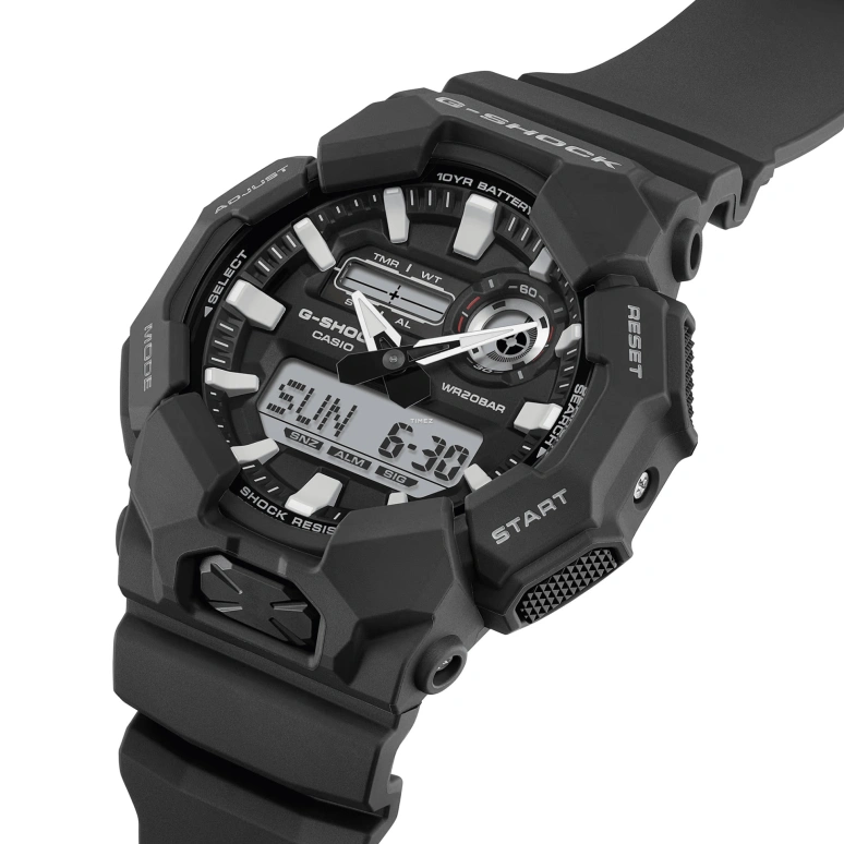 卡西欧,G-SHOCK 51.90毫米,51.90毫米,生物基,碳纤维,合成树脂,黑色,石英,倒计时,计时,月历,星期历,矿物水晶,圆形,GA010,GA010-1A