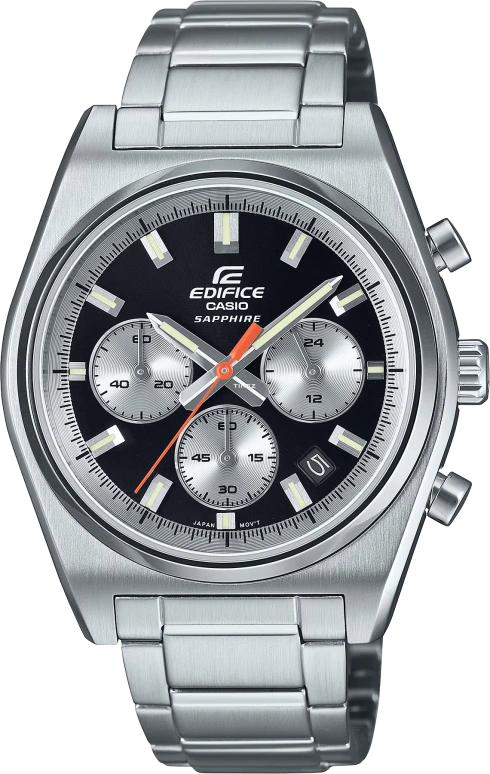 卡西欧,EDIFICE 40毫米,40毫米,不锈钢,黑色,石英,计时,日历,EFB730D,EFB730D-1AV