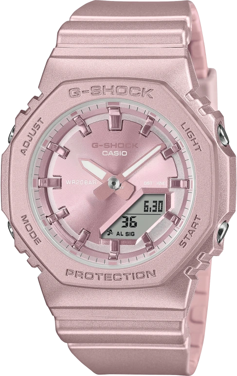 卡西欧,G-SHOCK 40.20毫米,40.20毫米,生物基,合成树脂,粉色,石英,倒计时,计时,月历,星期历,矿物水晶,八角形,GMAP2100ST4A