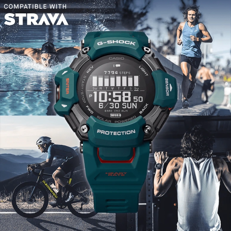 卡西欧,G-SHOCK 59.60x52.60毫米,59.60x52.60毫米,生物基,合成树脂,黑色,石英,倒计时,计时,月历,星期历,矿物水晶,圆形,GBDH2000,GBDH2000-2