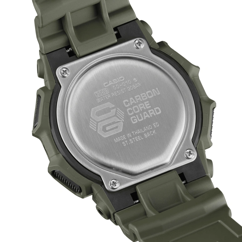 卡西欧,G-SHOCK 51.90毫米,51.90毫米,生物基,碳纤维,合成树脂,灰色,石英,倒计时,计时,月历,星期历,矿物水晶,圆形,GD010,GD010-3