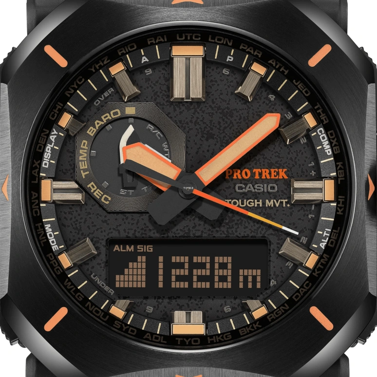 卡西欧,PROTREK 49.60x44.80毫米,49.60x44.80毫米,合成树脂,黑色,石英,倒计时,计时,月历,星期历,矿物水晶,方形,PRW6900YL,PRW6900YL-5