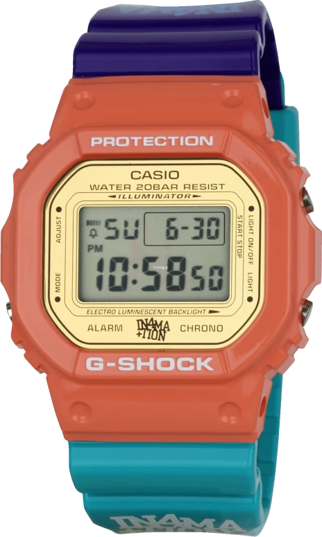 卡西欧,G-SHOCK 48.90x42.80毫米,48.90x42.80毫米,合成树脂,黄色,石英,倒计时,计时,月历,星期历,矿物水晶,方形,DW5600IN4M23,DW5600IN4M23-4