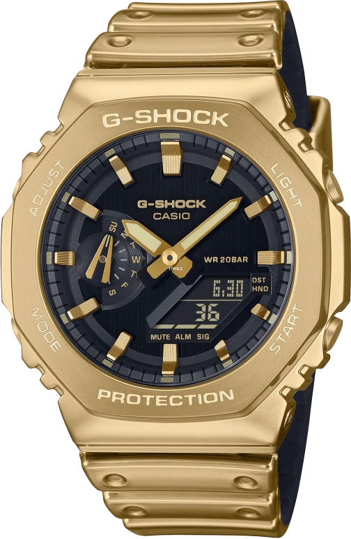 卡西欧,G-STEEL 44.40毫米,44.40毫米,不锈钢,黑色,石英,倒计时,计时,月历,星期历,矿物水晶,八角形,GM2100YMG,GM2100YMG-9A