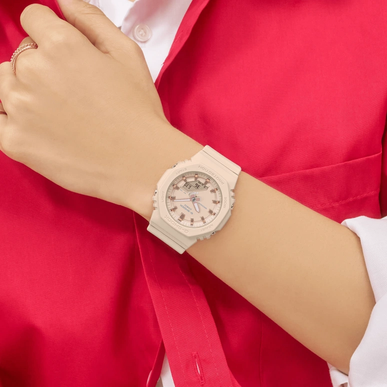 卡西欧,G-SHOCK 46x40.20毫米,46x40.20毫米,生物基,合成树脂,粉色,石英,倒计时,计时,月历,星期历,矿物水晶,八角形,GMAP2100M,GMAP2100M-4A