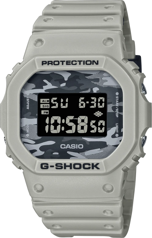 卡西欧,G-SHOCK 48.90x42.80毫米,48.90x42.80毫米,合成树脂,灰色,黑色,石英,倒计时,计时,月历,星期历,矿物水晶,方形,DW5600CA,DW5600CA-8