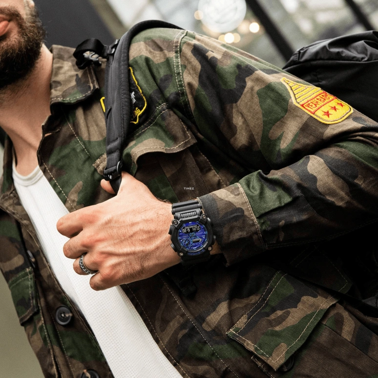 卡西欧,G-SHOCK 52.80x49.50毫米,52.80x49.50毫米,合成树脂,紫色,石英,倒计时,计时,月历,星期历,矿物水晶,圆形,GA900VB,GA900VB-1A
