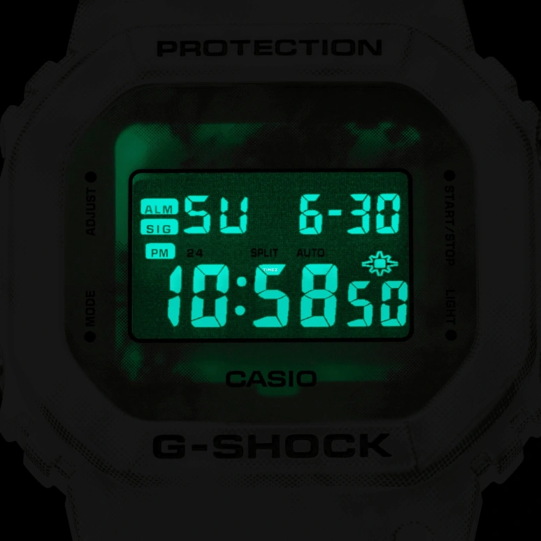 卡西欧,G-SHOCK 48.90x42.80毫米,48.90x42.80毫米,合成树脂,黑色,白色,灰色,石英,倒计时,计时,月历,星期历,矿物水晶,方形,DW5600GC,DW5600GC-7