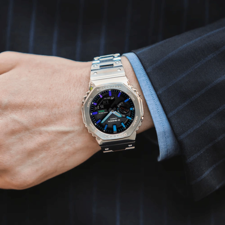 卡西欧,G-SHOCK 49.80x44.40毫米,49.80x44.40毫米,不锈钢,黑色,石英,倒计时,计时,月历,星期历,矿物水晶,八角形,GMB2100PC,GMB2100PC-1A