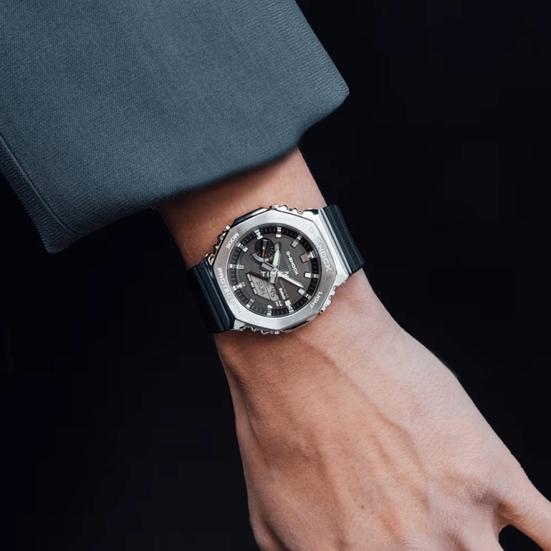 卡西欧,G-STEEL 49.30x44.40毫米,49.30x44.40毫米,生物基,合成树脂,不锈钢,黑色,石英,倒计时,计时,月历,星期历,矿物水晶,八角形,GBM2100,GBM2100-1A