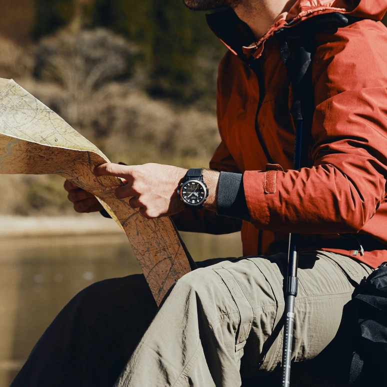 卡西欧,PROTREK 54.20x47.40毫米,54.20x47.40毫米,合成树脂,精钢,黑色,石英,倒计时,计时,月历,星期历,矿物水晶,圆形,PRW61,PRW61-1A