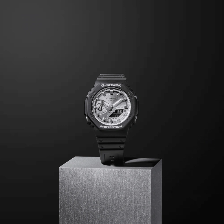 卡西欧,G-SHOCK 48.50x45.40毫米,48.50x45.40毫米,合成树脂,碳纤维,银色,石英,倒计时,计时,月历,星期历,矿物水晶,圆形,GA2100SB,GA2100SB-1A