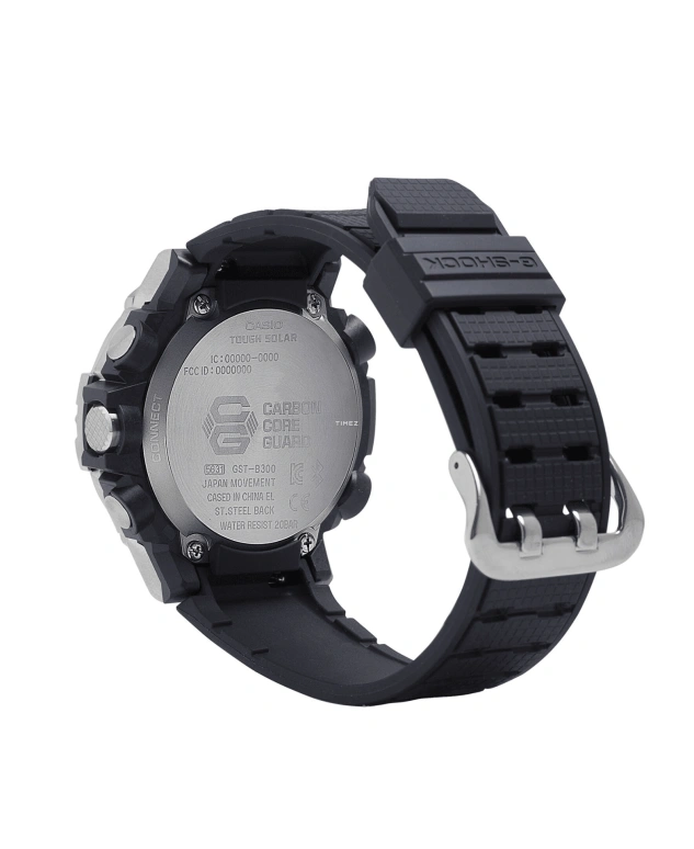 卡西欧,G-SHOCK 51x50.30毫米,51x50.30毫米,合成树脂,精钢,黑色,石英,倒计时,计时,月历,星期历,矿物水晶,圆形,GSTB300S,GSTB300S-1A