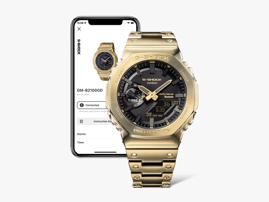 卡西欧,G-SHOCK 44.40毫米,44.40毫米,不锈钢,黑色,石英,倒计时,计时,月历,星期历,矿物水晶,八角形,GMB2100GD,GMB2100GD-9A