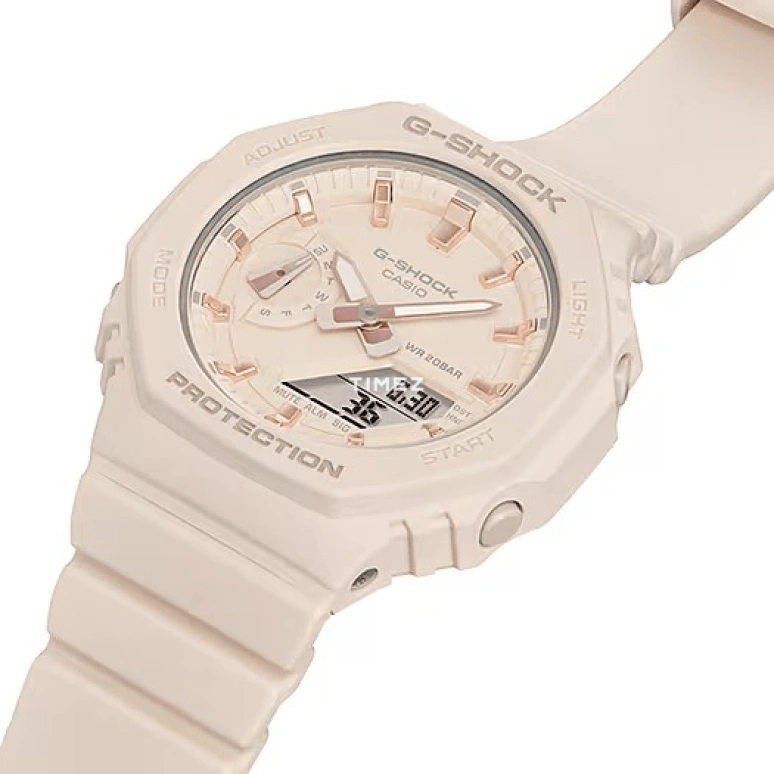 卡西欧,G-SHOCK 42.90毫米,42.90毫米,碳纤维,合成树脂,粉色,石英,倒计时,计时,月历,星期历,矿物水晶,八角形,GMAS2100,GMAS2100-4A