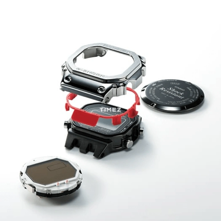 卡西欧,G-SHOCK 49.30x43.20毫米,49.30x43.20毫米,不锈钢,黑色,石英,倒计时,计时,万年历,月历,方形,银色,GMW,GMW-B5000D-1
