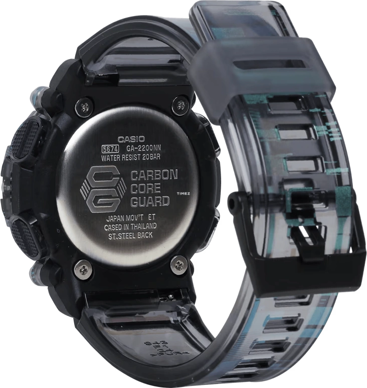 卡西欧,G-SHOCK 50.80x47.10毫米,50.80x47.10毫米,合成树脂,黑色,石英,倒计时,计时,月历,星期历,矿物水晶,圆形,GA2200NN,GA2200NN-1A