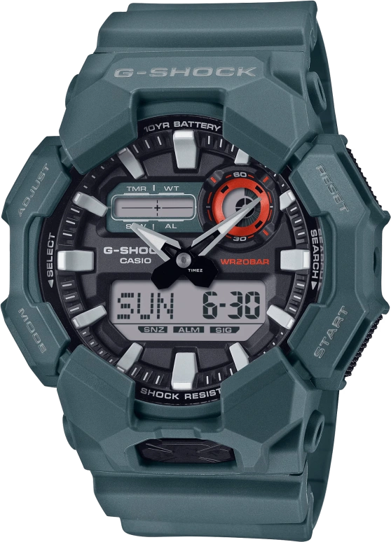 卡西欧,G-SHOCK 51.90毫米,51.90毫米,生物基,碳纤维,合成树脂,黑色,石英,倒计时,计时,月历,星期历,矿物水晶,圆形,GA010,GA010-2A