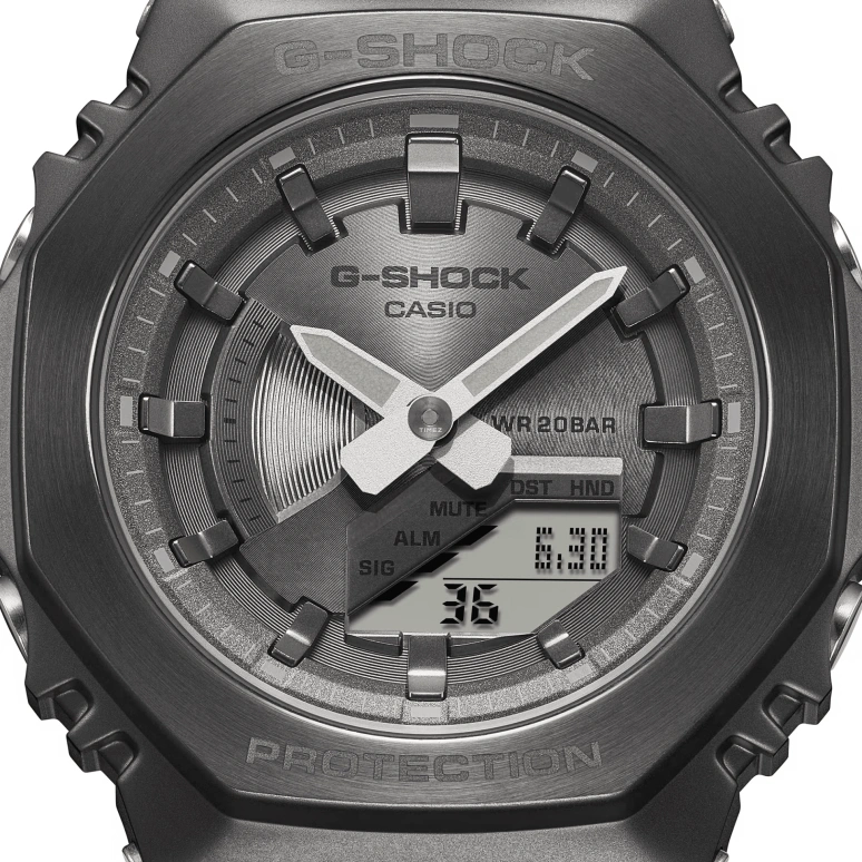 卡西欧,G-SHOCK 45.90x40.40毫米,45.90x40.40毫米,合成树脂,精钢,灰色,石英,倒计时,计时,月历,星期历,矿物水晶,圆形,GMS2100MF,GMS2100MF-1A