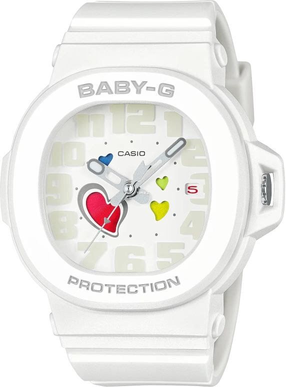 卡西欧,BABY-G 46.60x42.10毫米,46.60x42.10毫米,合成树脂,白色,石英,日历,矿物水晶,BGA10,BGA10-7A