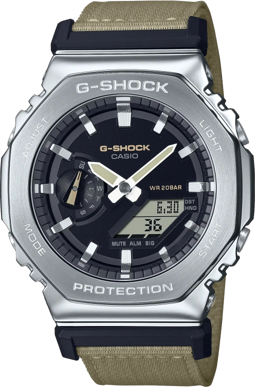 卡西欧,G-SHOCK 44.40毫米,44.40毫米,合成树脂,黑色,石英,倒计时,计时,月历,星期历,矿物水晶,八角形,GM2100C,GM2100C-5A