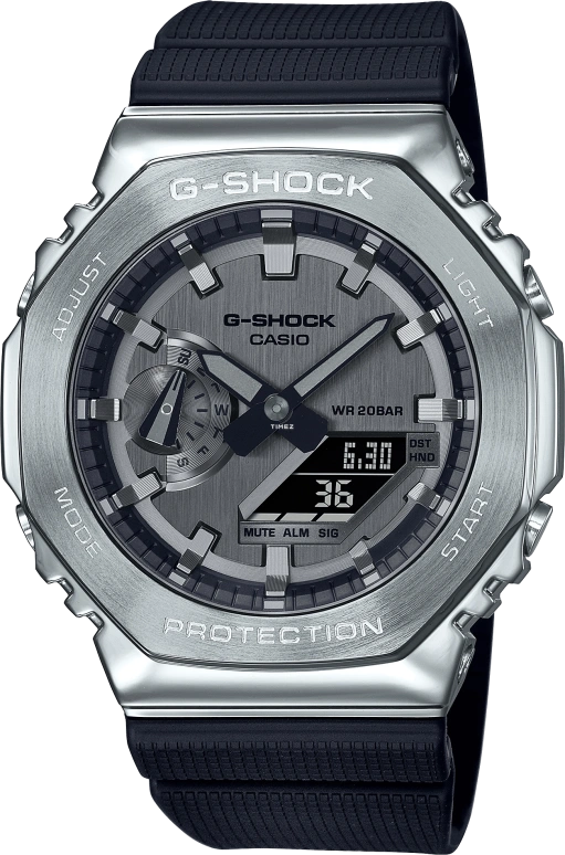 卡西欧,G-SHOCK 49.30x44.40毫米,49.30x44.40毫米,不锈钢,灰色,石英,计时,月历,星期历,日历,矿物水晶,八角形,GM,GM-2100-1A