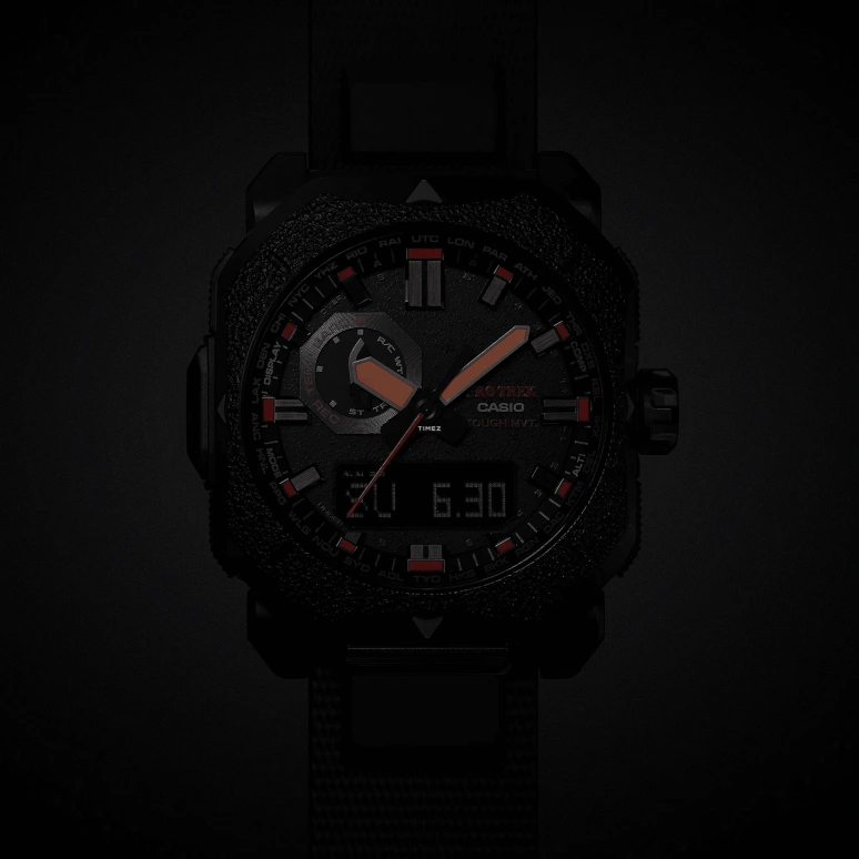 卡西欧,PROTREK 49.60x44.80毫米,49.60x44.80毫米,生物基,不锈钢,黑色,石英,倒计时,计时,月历,星期历,树脂,玻璃,八角形,PRW6900BF,PRW6900BF-1