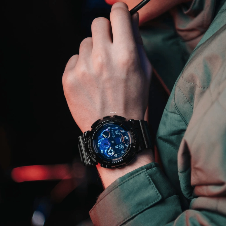 卡西欧,G-SHOCK 55x51.20毫米,55x51.20毫米,合成树脂,多色,石英,倒计时,计时,月历,星期历,矿物水晶,圆形,GA100RGB,GA100RGB-1A