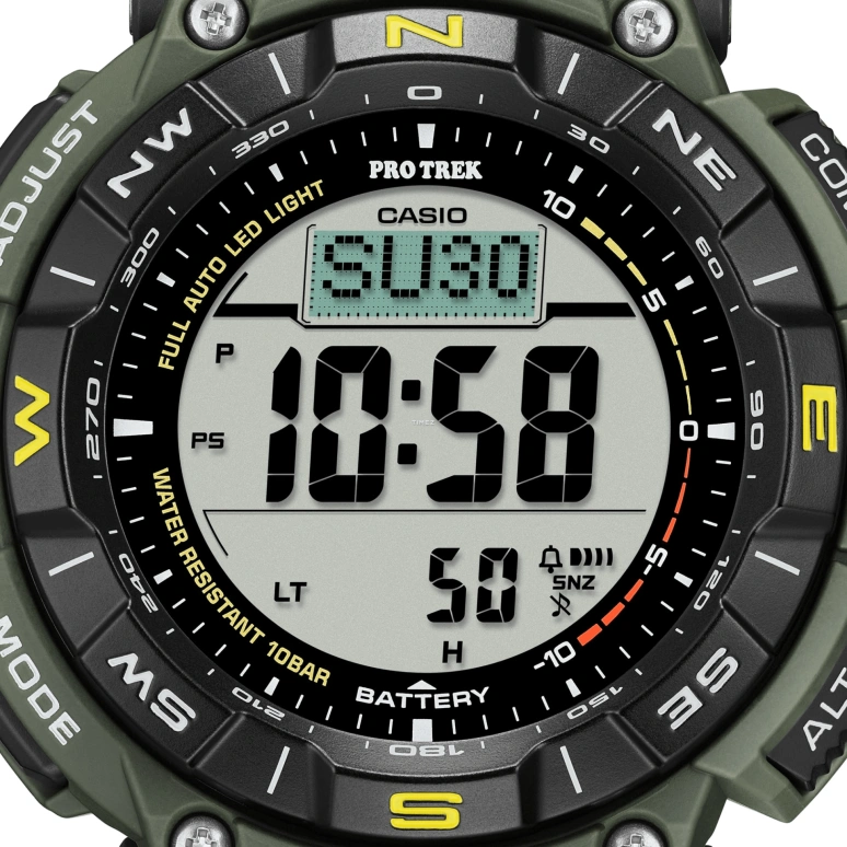 Casio,PROTREK 54.70x51.70mm,54.70x51.70mm,Bio-sourced,Grey,Quartz,Countdown,Chronograph,Month,Date,Hardlex,Glass,Round,PRG340,PRG340-3