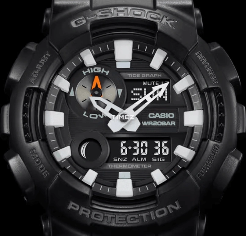 卡西欧,G-SHOCK 51.20毫米,51.20毫米,合成树脂,黑色,石英,倒计时,计时,月历,星期历,矿物水晶,圆形,GAX100B,GAX100B-1A
