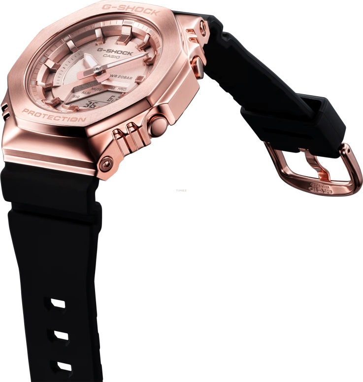 卡西欧,G-SHOCK 45.90x40.40毫米,45.90x40.40毫米,合成树脂,玫瑰金色,石英,倒计时,计时,月历,星期历,矿物水晶,八角形,GMS2100PG,GMS2100PG-1A4