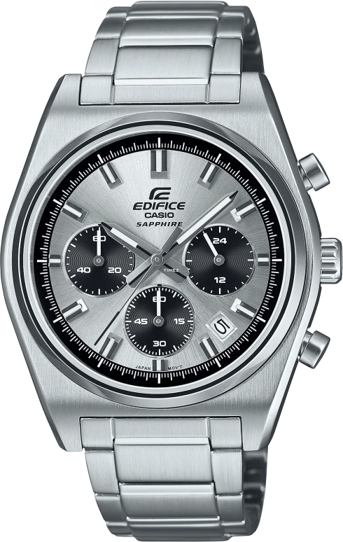 卡西欧,EDIFICE 40毫米,40毫米,不锈钢,灰色,石英,计时,日历,EFB730D,EFB730D-7AV