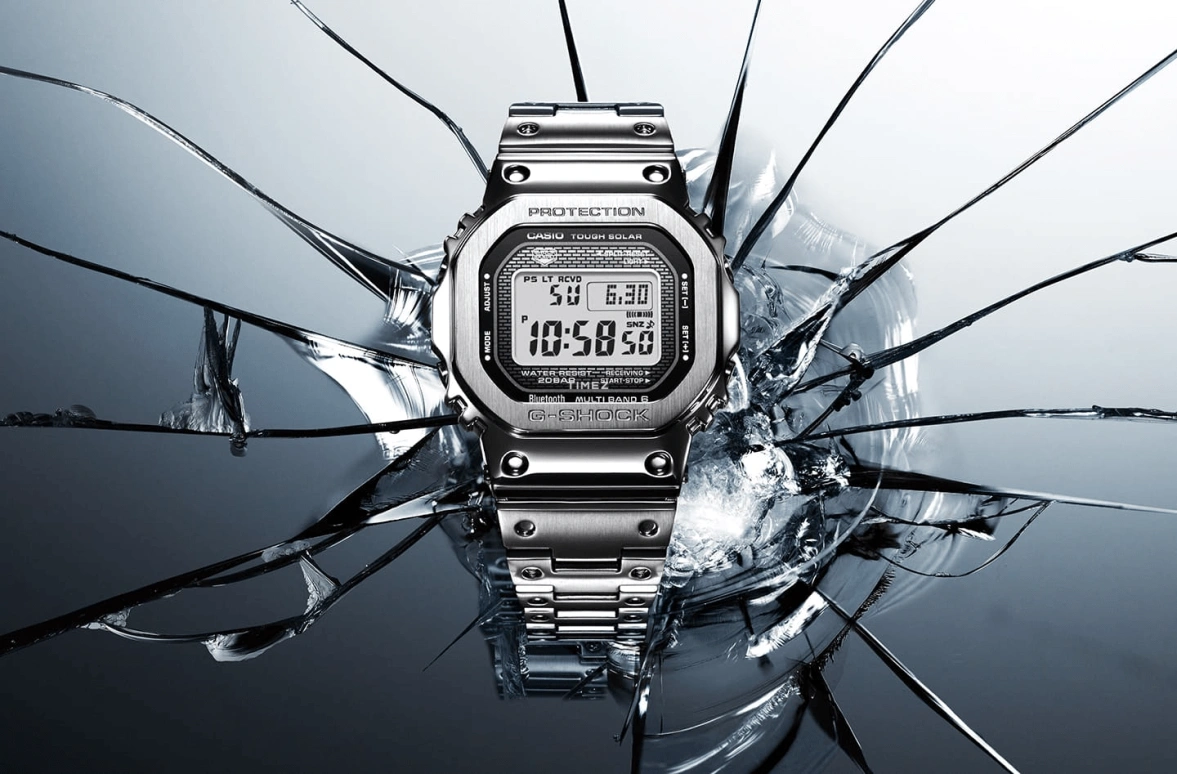 卡西欧,G-SHOCK 49.30x43.20毫米,49.30x43.20毫米,不锈钢,黑色,石英,倒计时,计时,万年历,月历,方形,银色,GMW,GMW-B5000D-1