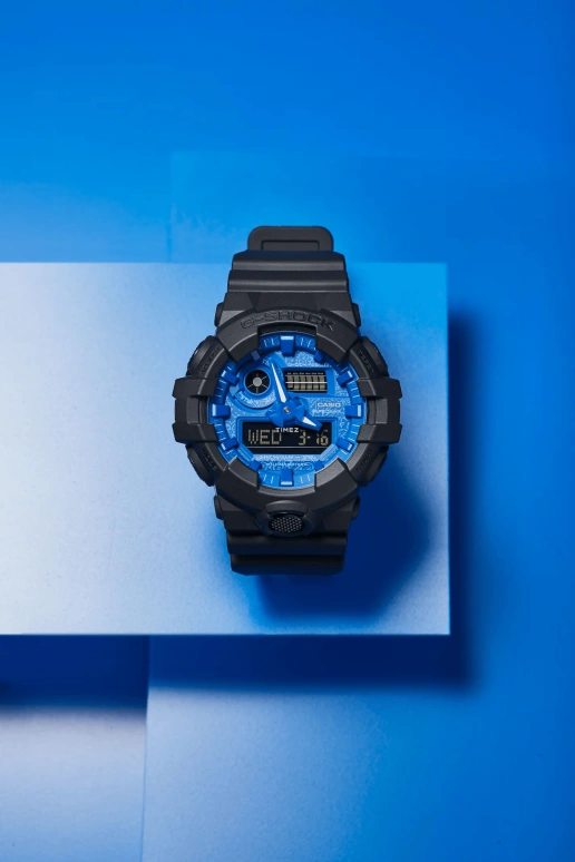 卡西欧,G-SHOCK 53.40毫米,53.40毫米,合成树脂,蓝色,石英,倒计时,计时,月历,星期历,矿物水晶,圆形,GA700BP,GA700BP-1A