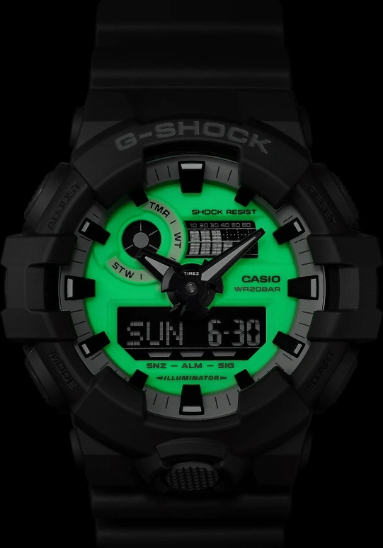 卡西欧,G-SHOCK 53.40毫米,53.40毫米,合成树脂,白色,石英,倒计时,计时,月历,星期历,矿物水晶,圆形,GA700HD,GA700HD-8A