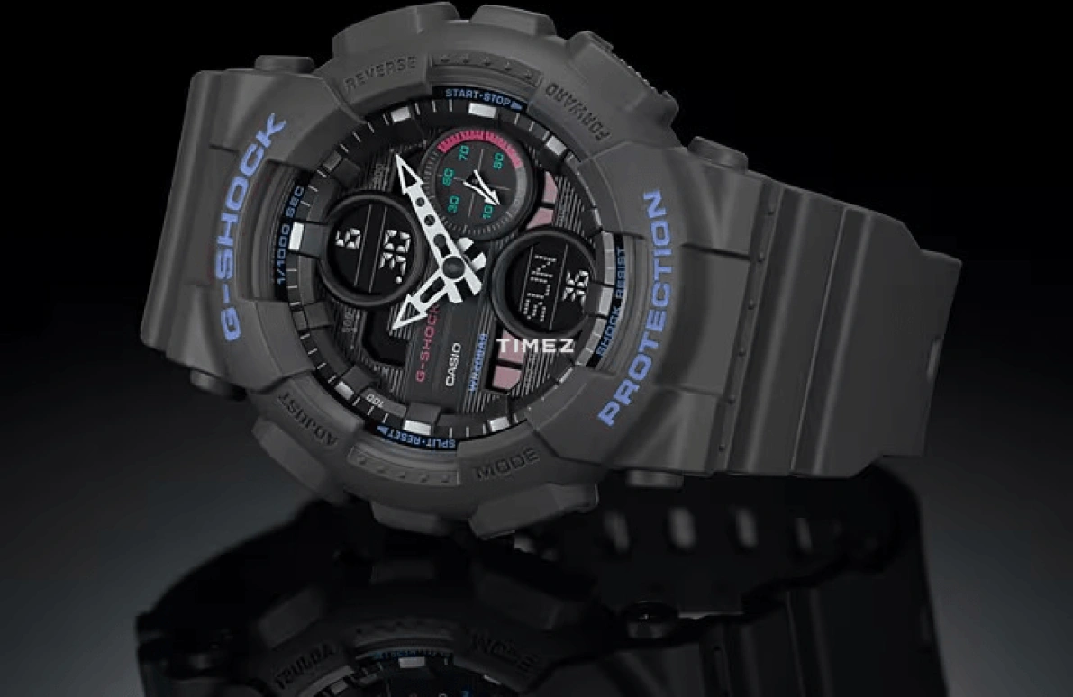 卡西欧,G-SHOCK 45.90毫米,45.90毫米,合成树脂,黑色,石英,倒计时,计时,月历,星期历,矿物水晶,圆形,GMAS140,GMAS140-8A