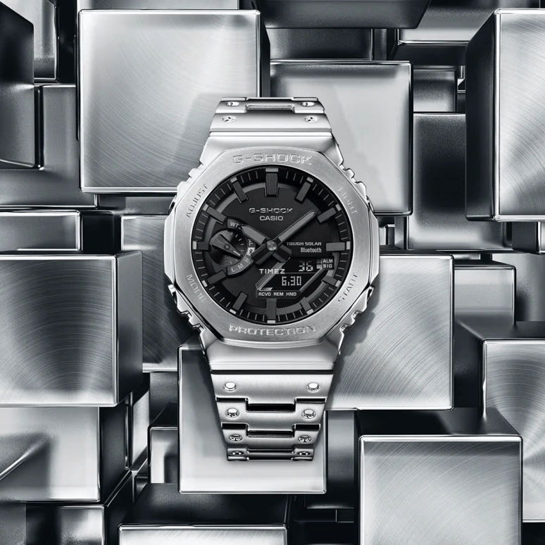 卡西欧,G-SHOCK 44.40毫米,44.40毫米,不锈钢,黑色,石英,倒计时,计时,月历,星期历,矿物水晶,八角形,GMB2100D,GMB2100D-1A